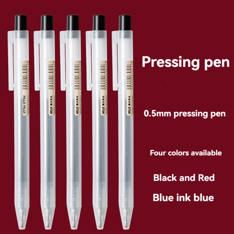 Muji Stationery Gel Pen - 0.5mm Druk Gel Pen Blauw/Zwart/Donkerblauw/rode Inkt